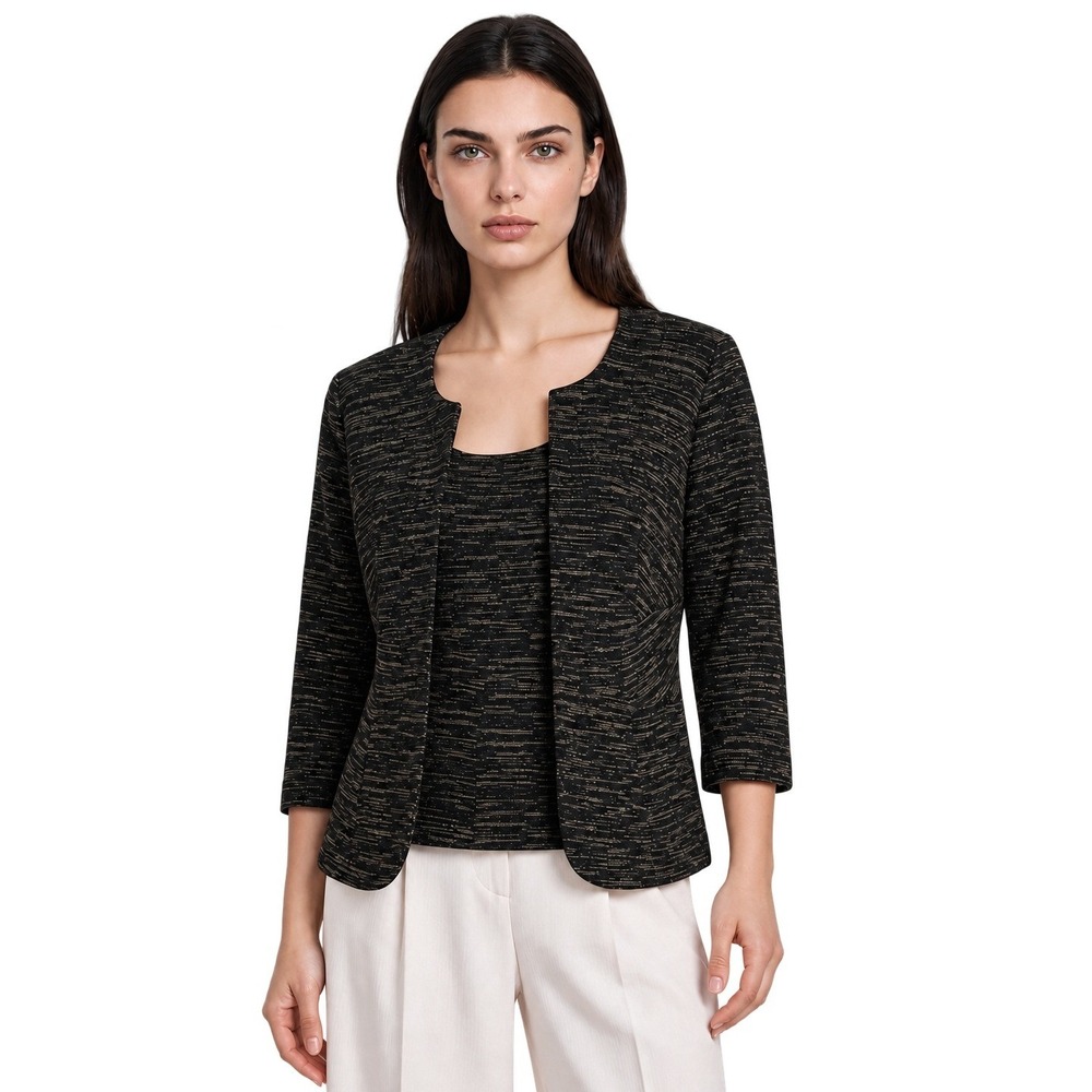 NWT Alex Evenings 2 Piece Jacket Cami Set Women's Size 1X Black Gold Metallic